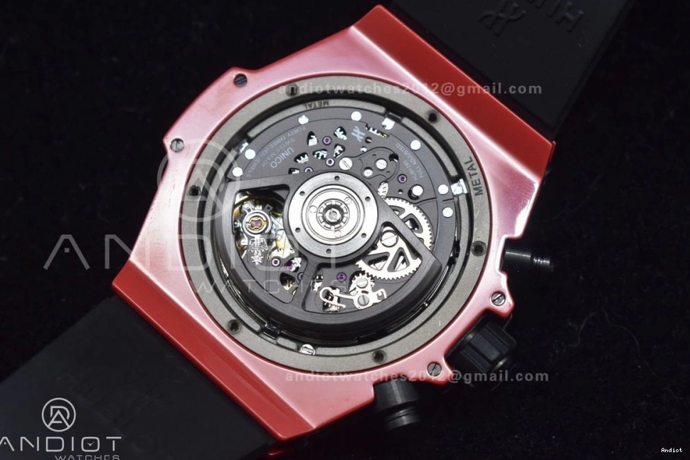 Rubber 1:1 Red Big A1280 Skeleton on Strap Unico Dial Best Edition Magic BBF Ceramic Bang Red 1207